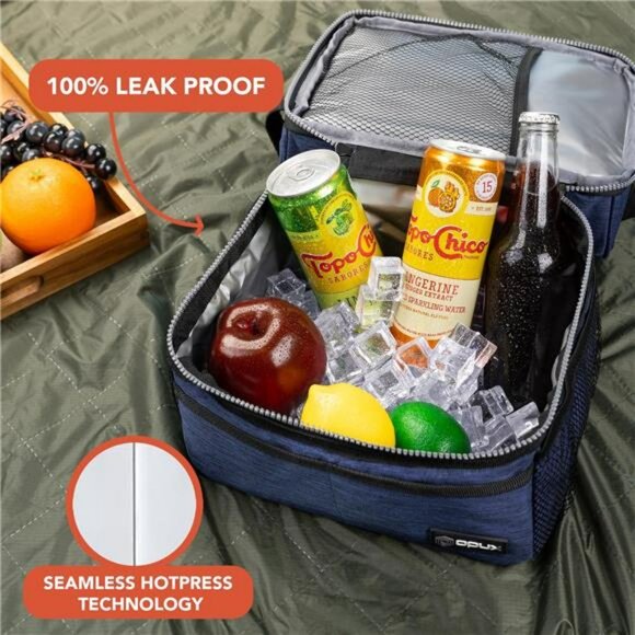 Large insulated lunch bag double deck leakproof cooler tote for work school trav - Picture 5 of 7